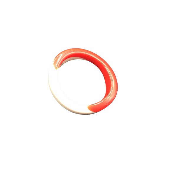 Funky Retro Bangle Two Tone Red and White Plastic Bracelet Pin Up Style - Picture 1 of 7